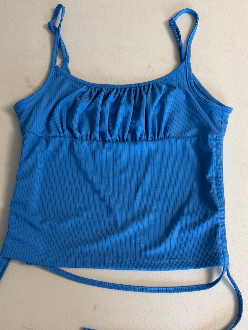 SHEIN Bright Blue Ruched Sleeveless Camisole Size Large